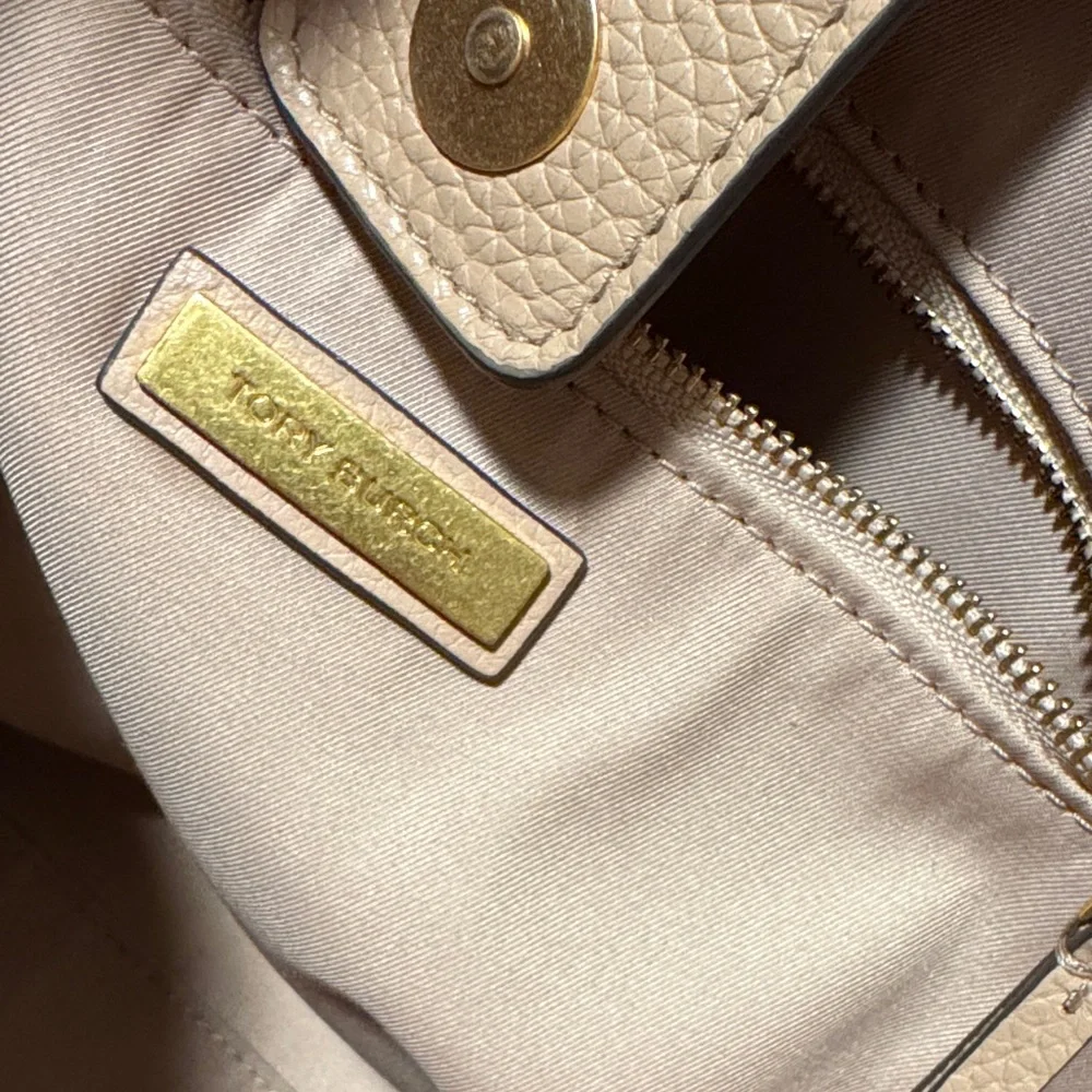 Tory Burch Mcgraw Triple-compartment Tote Devon Sand Nude Pebbled Leather - Picture 11 of 13